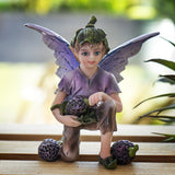 3.5" Fairy Statue - Fairy Boy with Blueberries - Magick Magick.com