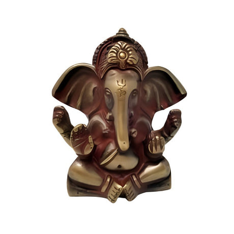 3.5" Ganesh Antique Finish Solid Brass Statue - Magick Magick.com