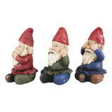 3.5" Gnome Statue Set - See, Hear, Speak No Evil (Set of 3) - Magick Magick.com