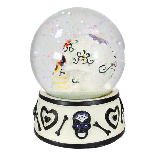 3.75" Day of the Dead Water Globe - White Black - Magick Magick.com