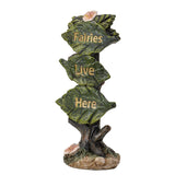 3.75" Fairies Live Here Garden Sign Resin Statue - Magick Magick.com