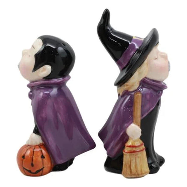 3.75" Witch & Vampire Magnetic Salt and Pepper Shakers Set - Magick Magick.com