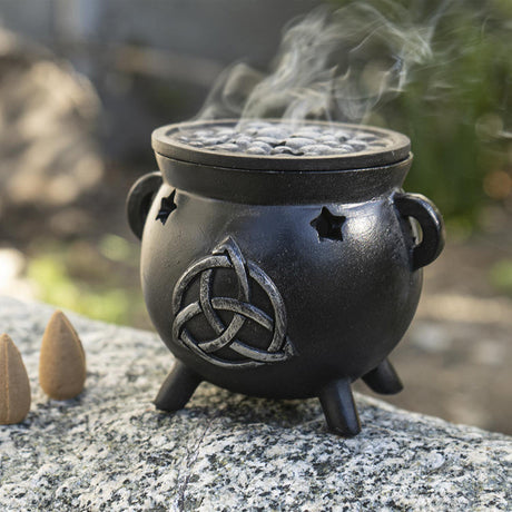 3.9" Triquetra Cauldron Cone Incense Burner - Magick Magick.com