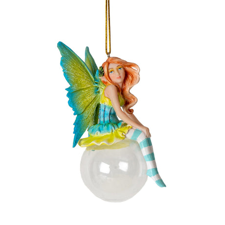 4" Amy Brown Tree Ornament - Clover Bubble Rider Fairy - Magick Magick.com