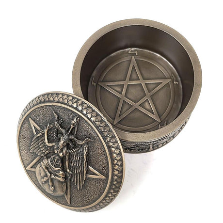 4" Baphomet Pentagram Round Trinket Display Box - Magick Magick.com