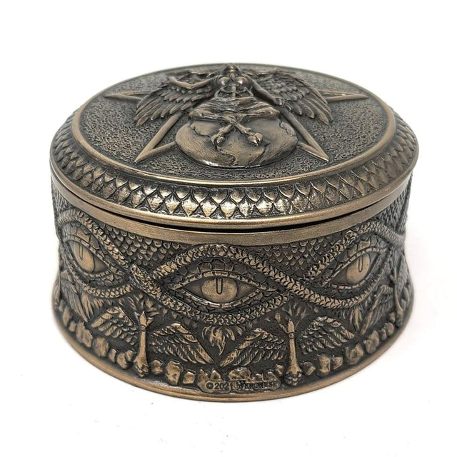 4" Baphomet Pentagram Round Trinket Display Box - Magick Magick.com