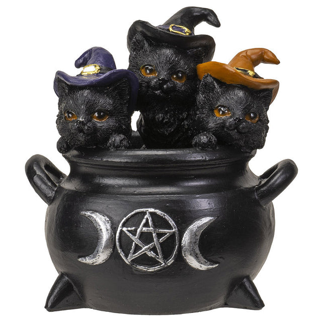 4" Black Kittens in Cauldron Statue - Magick Magick.com