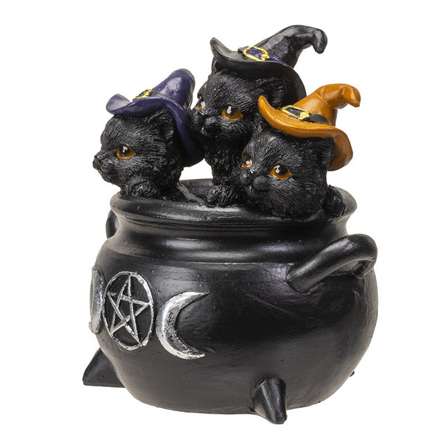 4" Black Kittens in Cauldron Statue - Magick Magick.com