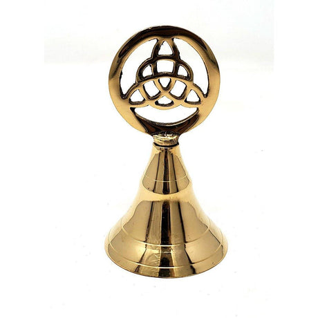 4" Brass Hand Bell - Triquetra - Magick Magick.com