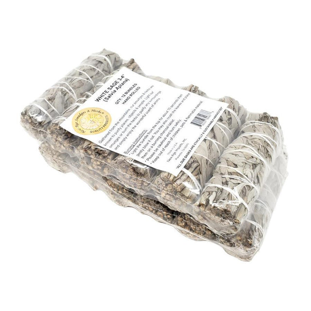 4" California White Sage Smudge Stick (12 Pack) - Magick Magick.com