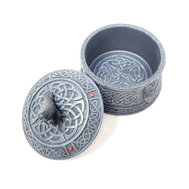 4" Celtic Raven Round Trinket Box - Magick Magick.com