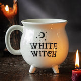 4" Ceramic Mug - White Witch Cauldron - Magick Magick.com