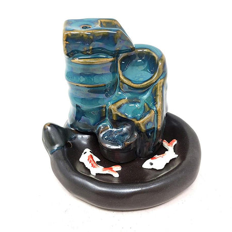 4" Lotus Waterfall Koi Backflow Cone Incense Burner - Magick Magick.com