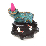 4" Lotus Waterfall Koi Backflow Cone Incense Burner - Magick Magick.com