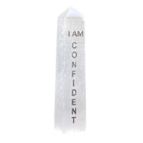 4" Selenite Affirmation Obelisk Tower - I AM Confident - Magick Magick.com