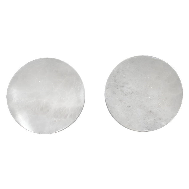 4" Selenite Charging Plate / Altar Tile - Polished Circle / Moon - Magick Magick.com