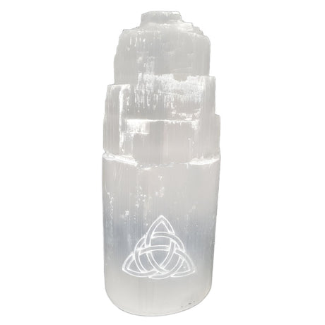 4" Selenite Iceberg with Carved Triquetra - Magick Magick.com