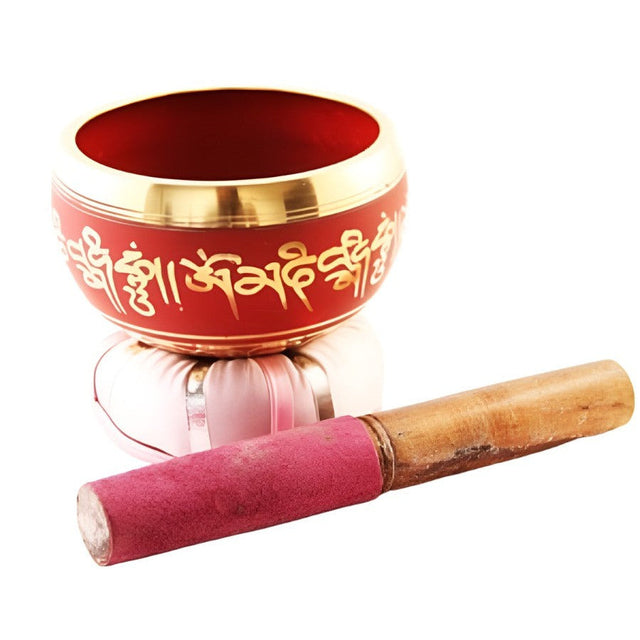 4" Tibetan Singing Bowl with Cushion - Red - Magick Magick.com