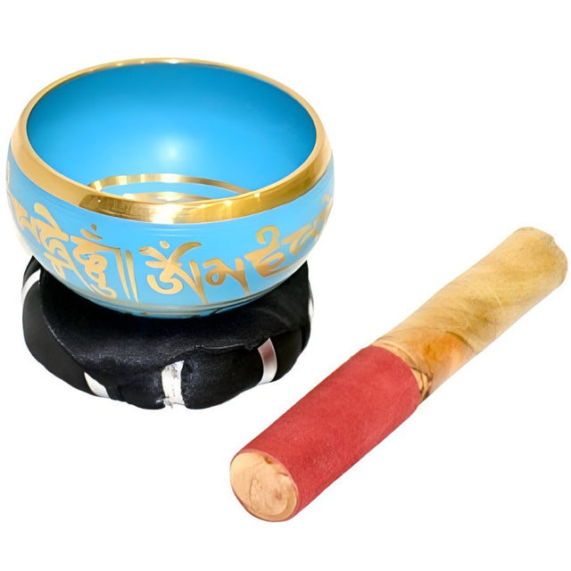 4" Tibetan Singing Bowl with Cushion - Sea Blue - Magick Magick.com