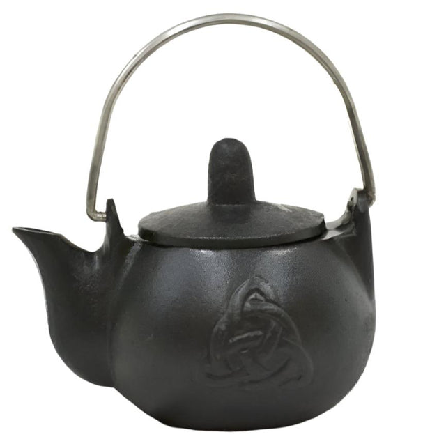 4" Triquetra Cast Iron Kettle with Lid - Magick Magick.com