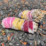 4" White Sage & Rose Petals Smudge Stick - Magick Magick.com