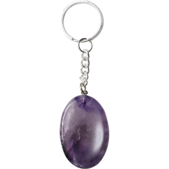 4" Worry Stone Key Chain - Amethyst - Magick Magick.com