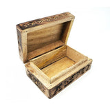 4" x 6" Carved Wood Box with Latch - Floral - Magick Magick.com