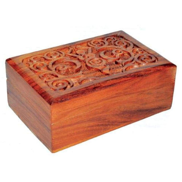 4" x 6" Carved Wood Box with Latch - Goddess - Magick Magick.com