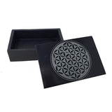 4" x 6" Flower of Life Carved Black Soapstone Box - Magick Magick.com