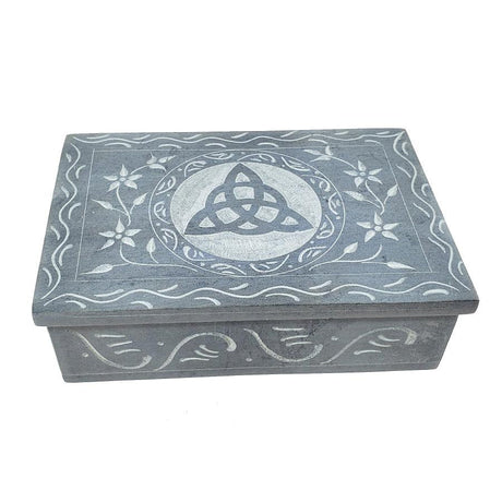 4" x 6" Triquetra Carved Soapstone Box - Magick Magick.com