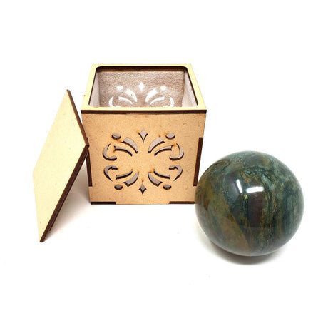 40-55 mm Gemstone Sphere with Box - Bloodstone - Magick Magick.com