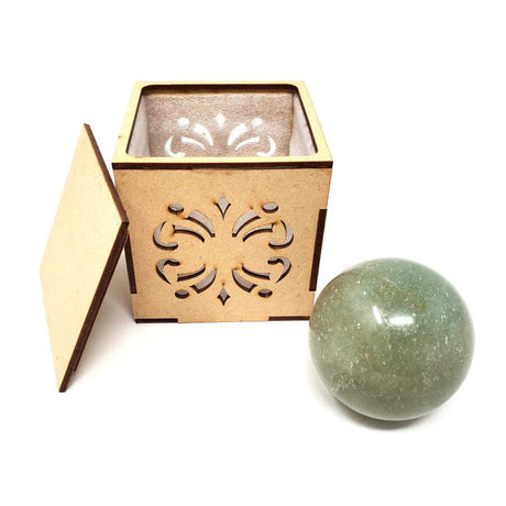 40-55 mm Gemstone Sphere with Box - Green Aventurine - Magick Magick.com