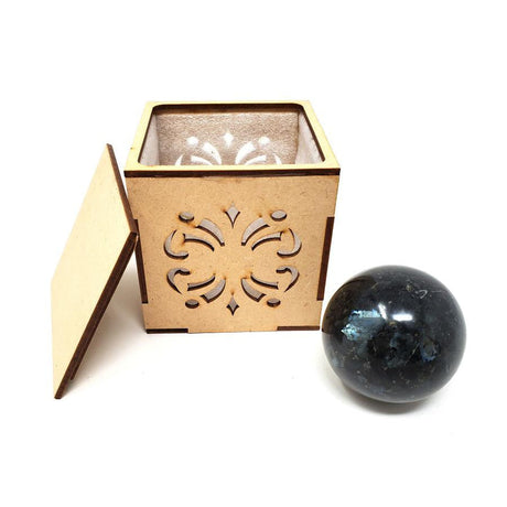 40-55 mm Gemstone Sphere with Box - Larvikite - Magick Magick.com