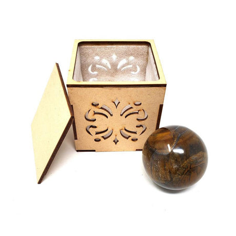40-55 mm Gemstone Sphere with Box - Tiger Eye - Magick Magick.com