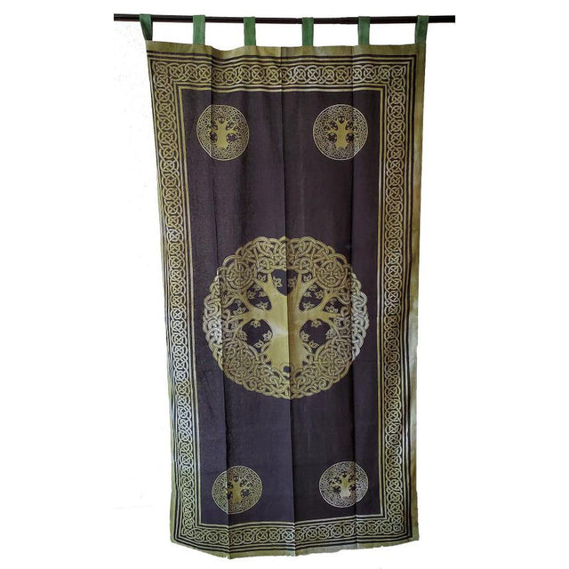 44" x 88" Tree of Life Green Cotton Curtain - Magick Magick.com