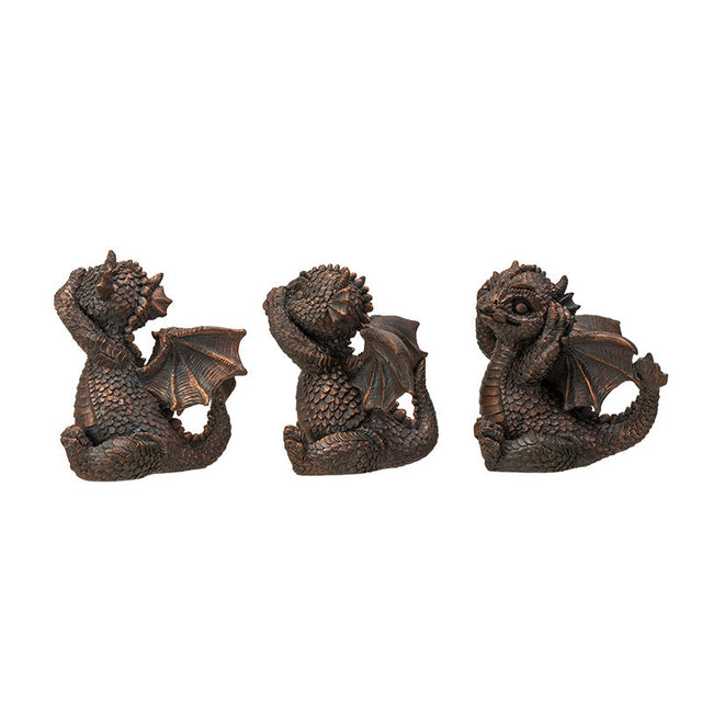 4.5" Dragon Statue Set - See, Hear, Speak No Evil (Set of 3) - Magick Magick.com