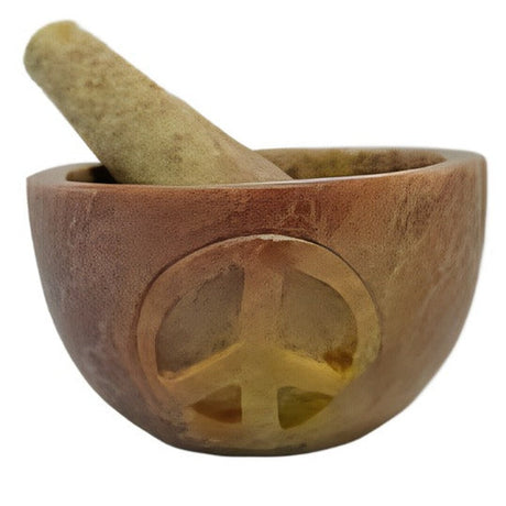 4.5" Peace Natural Soapstone Mortar and Pestle - Magick Magick.com