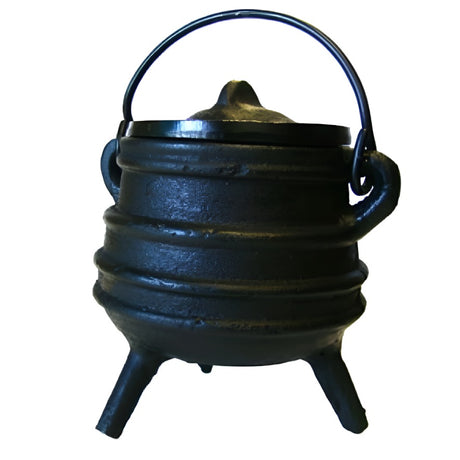 4.5" Ribbed Cast Iron Cauldron with Lid - Magick Magick.com