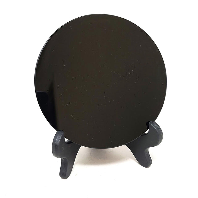 4.7" Black Obsidian Scrying Mirror with Stand - Magick Magick.com