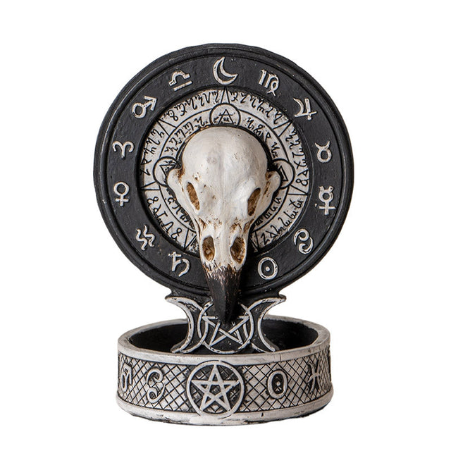 4.75" Raven Skull Backflow Incense Burner - Magick Magick.com