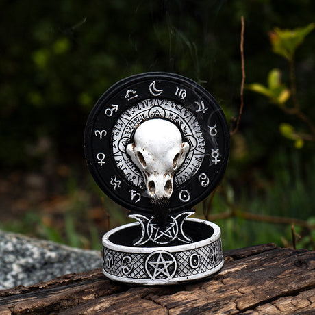 4.75" Raven Skull Backflow Incense Burner - Magick Magick.com