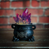 4.8" Triple Moon Cauldron with LED Crystals - Magick Magick.com