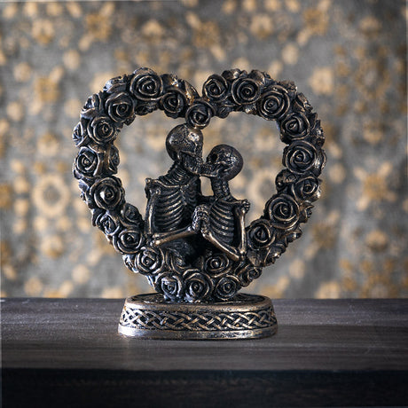 4.85" Love Never Dies Skeleton Couple in Bronze Statue - Magick Magick.com