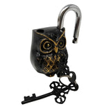 5" Antique Owl Brass Lock with Keys - Magick Magick.com