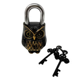 5" Antique Owl Brass Lock with Keys - Magick Magick.com