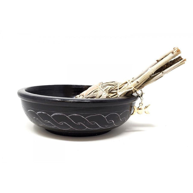 5" Black Carved Soapstone Bowl - Magick Magick.com