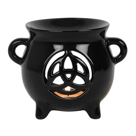 5" Ceramic Oil Burner - Triquetra Cauldron - Magick Magick.com