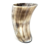 5" Handcrafted Natural Buffalo Horn Cup - Norse Valknut - Magick Magick.com