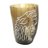 5" Handcrafted Natural Buffalo Horn Cup - Wolf - Magick Magick.com