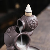 5" Triple Moon Pentagram Cauldron Backflow Cone Incense Burner - Magick Magick.com